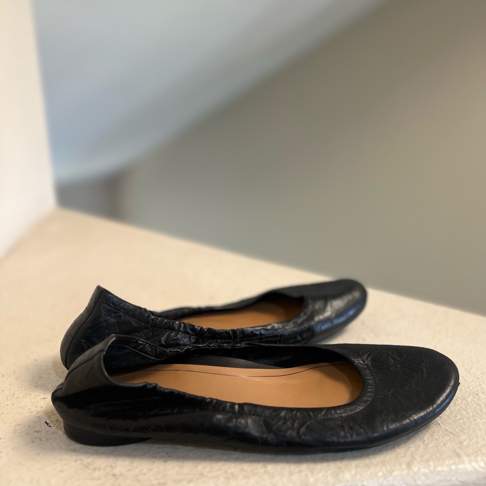 Vionic Alexa‎ Black Leather Flats ortho Comfort old money walking shoes Size 11